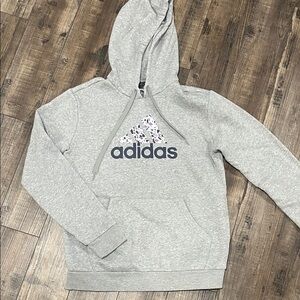 Adidas Heather Gray Logo Hoodie